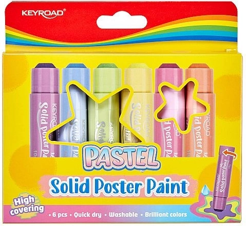 Solid tempera sticks KEYROAD Pastel – set of 6 pcs