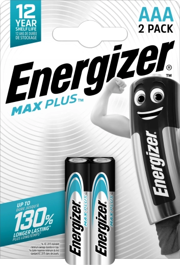 Energizer Max Plus AAA alkaline batteries, 2 pcs
