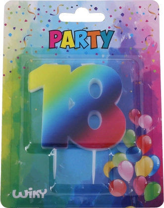 Sünnipäevaküünal number 18, vikerkaarevärvides