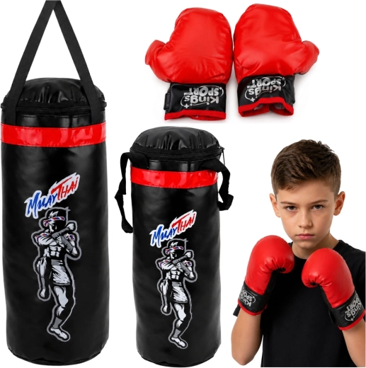Laste poksikomplekt MuayThai M – poksikott 55 × 17 cm ja kindad