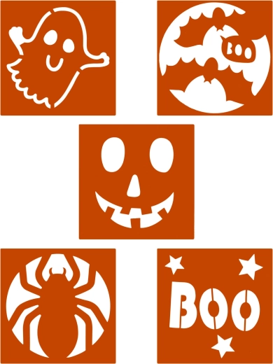 Halloweeni šabloonide komplekt – 5 tk
