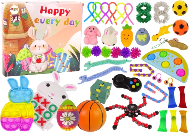 Lihavõttesett fidget-mänguasju Pop It ja squishy – 42 tk