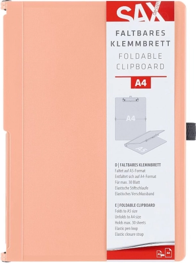 Suletavad kirjutusalused klambriga SAX A4 lõheroosa