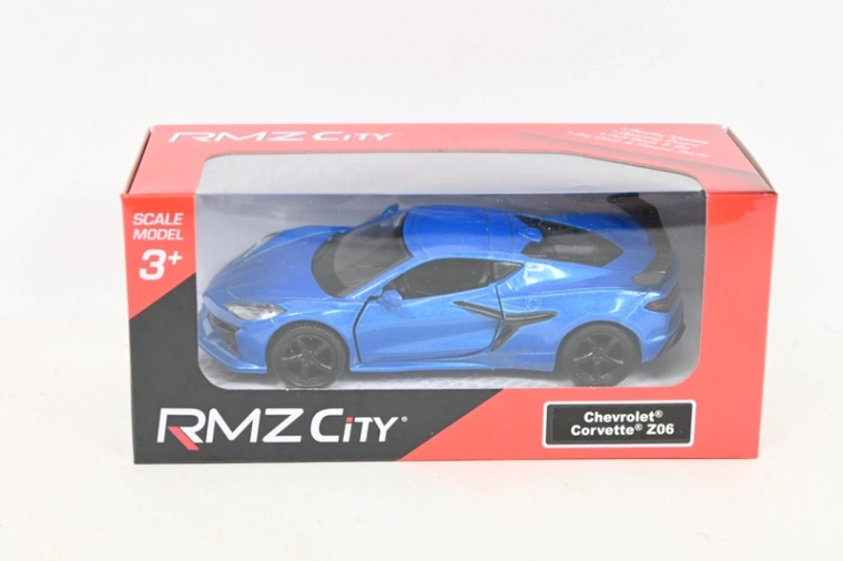 RMZ Chevrolet Corvette Z06 2023 – blue die-cast model 1:37 with pull-back