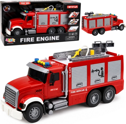 Large kids’ fire truck with extendable ladder, water hose, lights and sounds - 1 piece