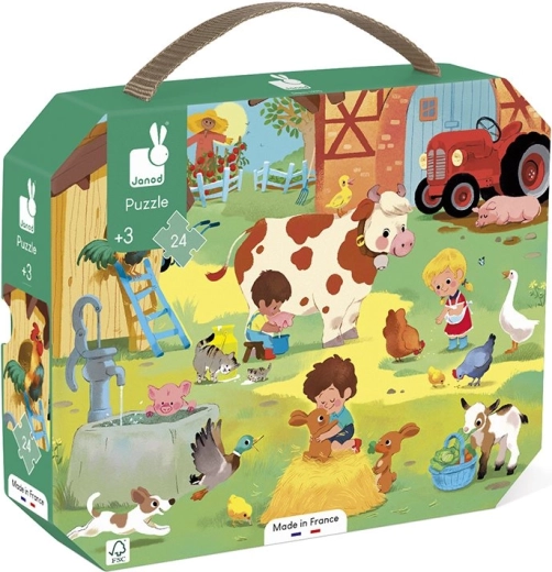 JANOD Puzzle in a Suitcase Day on the Farm 24 pieces
