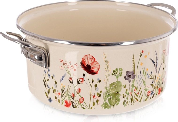Kreemjas emailpott moonimustriga 24 cm, 3,8 l