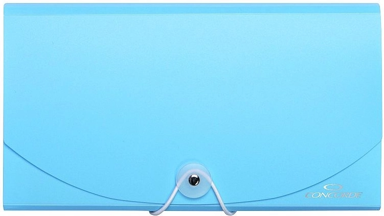 DL document folder with elastic, 13 pockets, pastel blue