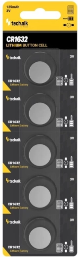 Lithium coin battery Technik Platinum CR1632 3V – pack of 5
