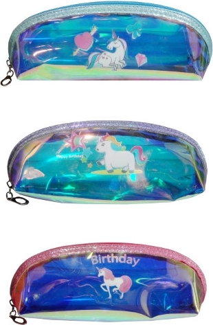 Holographic Single-Compartment Pencil Case with Unicorn