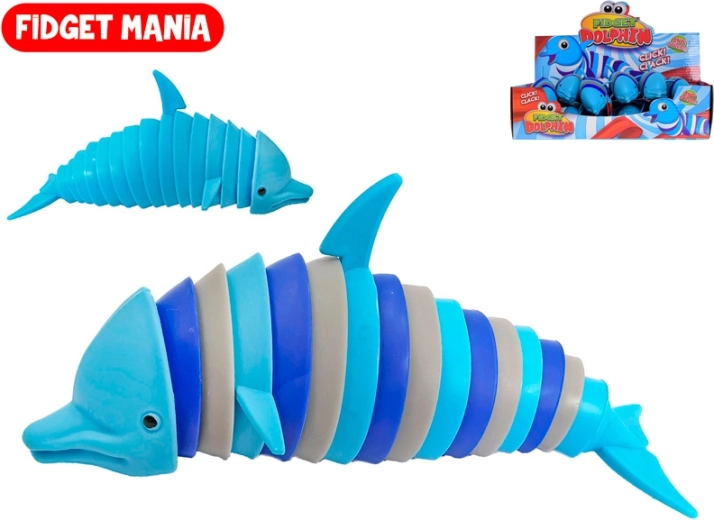 Stressivastane fidget-mänguasi delfiin ja hai, klõps-klõps 17 cm