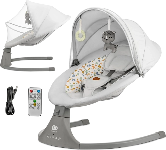 Kinderkrafti elektriline kiikuv lamamistool meloodiatega 2v1 Lumi premium light grey