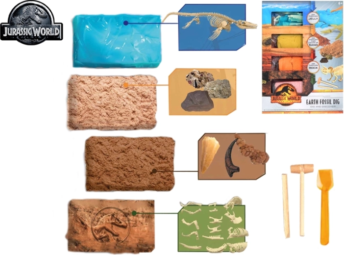 Jurassic World – dinosauruste fossiilide väljakaevamise komplekt, 4 fossiili