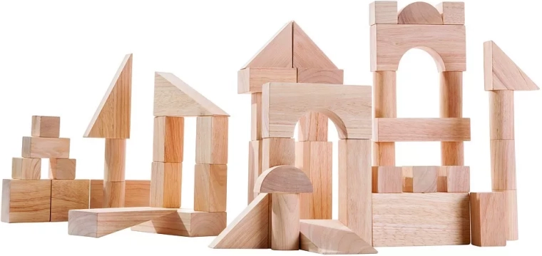 PlanToys looduslik puidust ehitusklotside komplekt 50 osaga