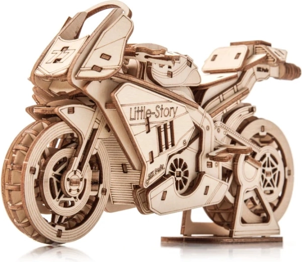 Little Story puidust 3D kokkupandav mudel Grand Prix mootorratas