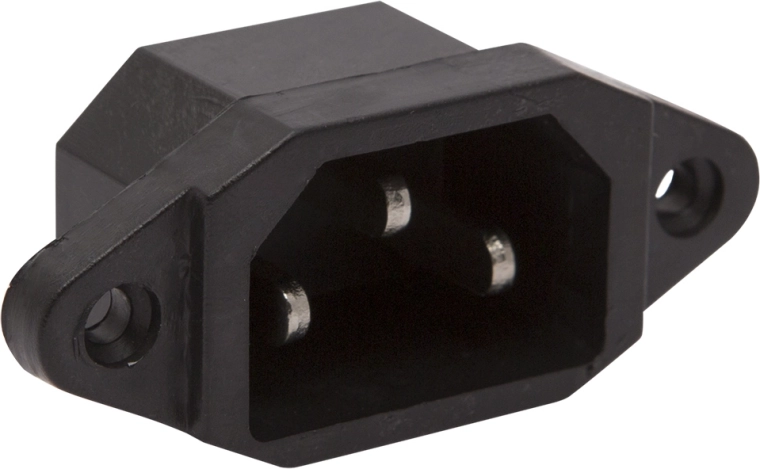 Built-in black mains plug