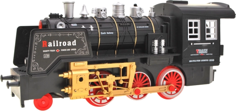 Realistlik aurulokomotiiv tule ja suitsuga