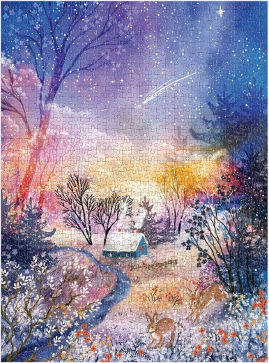 Magical winter motif with a starry sky