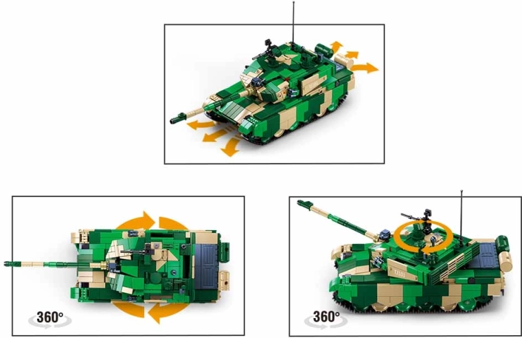 Rotating turrets and movable tracks