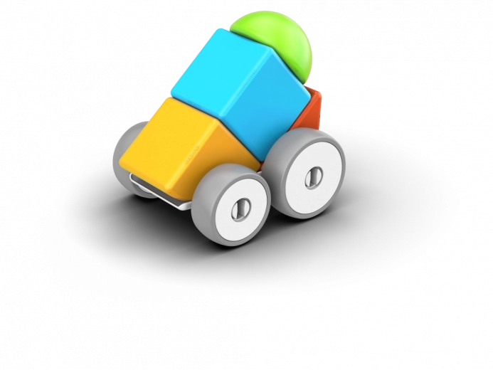 Sõitev autoke kahe alusraamiga