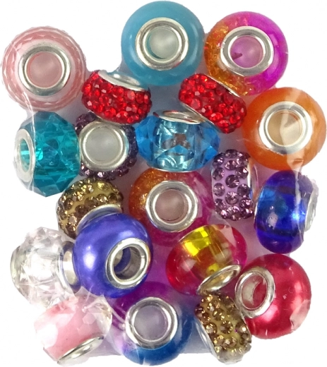 Colorful beads made of metal and glass