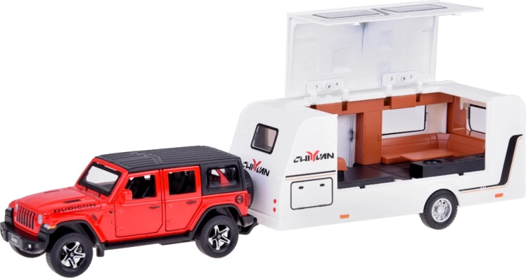 Caravan with furnished interior