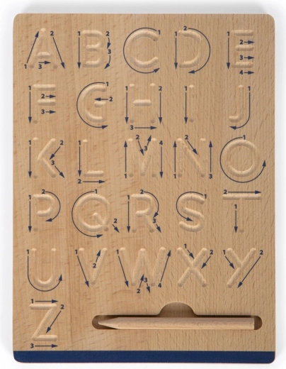 Teaches correct strokes for letters and numbers