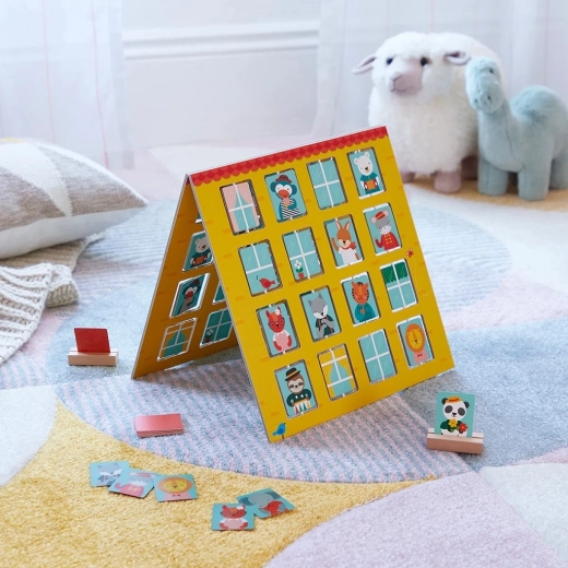 Double-sided game board with flip-up windows