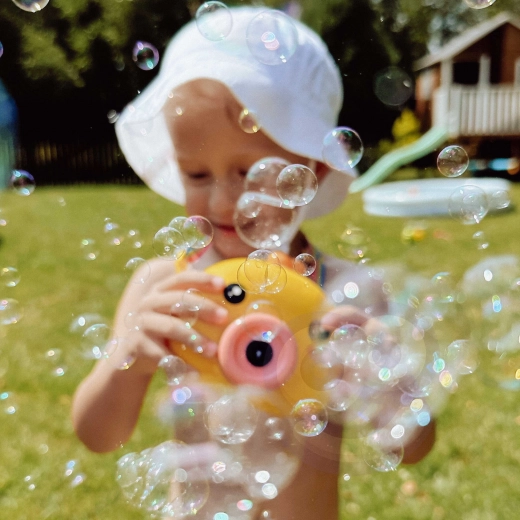A sea of bubbles with the help of a fan