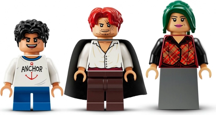 Kolm minifiguuri: Luffy, Shanks ja Makino
