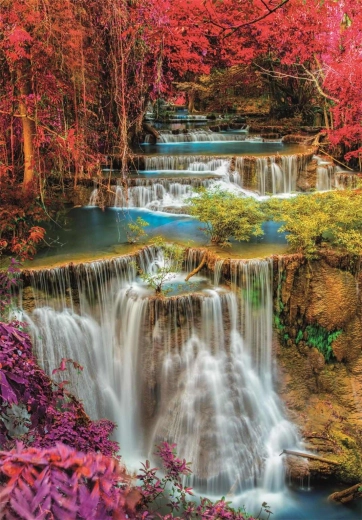 Captivating motif of colorful waterfalls