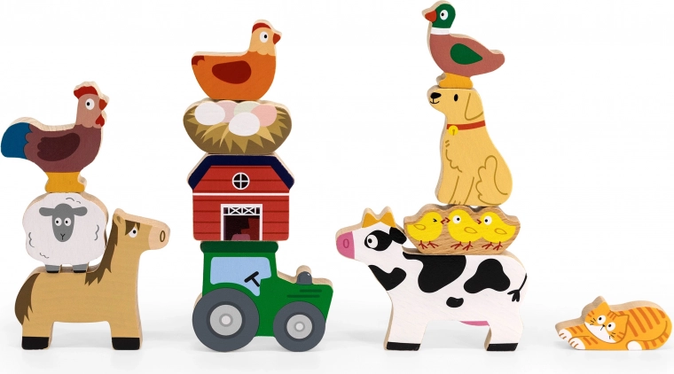 12 värvilist puidust taluteemalist figuuri