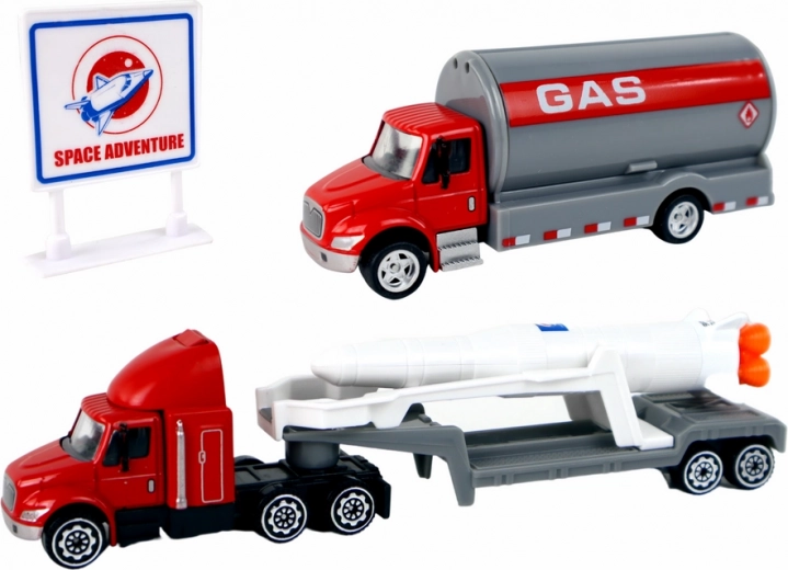 Truck with trailer for rocket transport