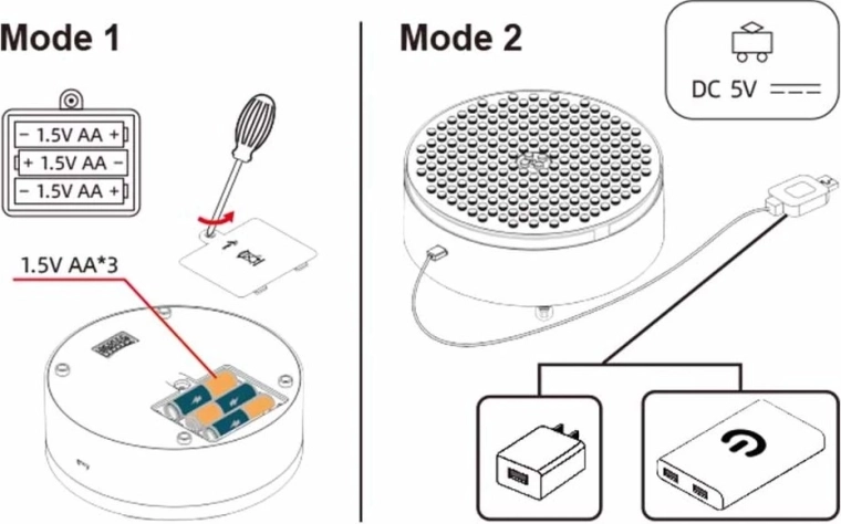 Dual power: 5 V USB or 3× AA