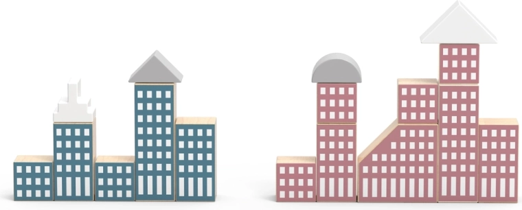 Smooth wooden blocks in pleasing colors
