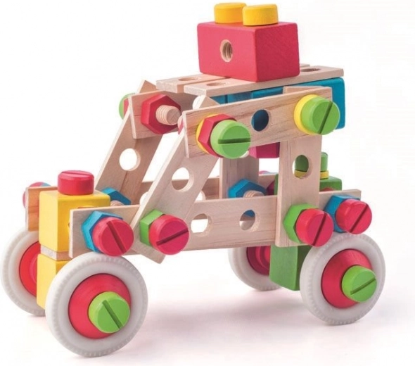 Õppimine läbi mängu: puidu ja värviliste ühenduste kombinatsioon