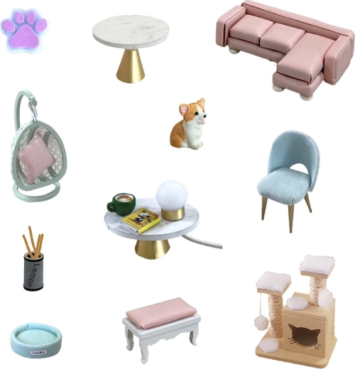 Stiilne mööbel ja detailsed aksessuaarid