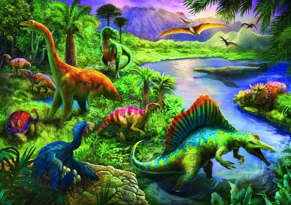 Vivid illustration of fierce dinosaurs
