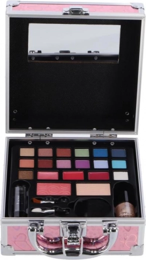Clear organization and a mirror in the lid