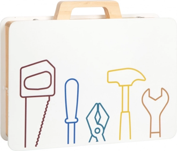 Kõik on ülevaatlikult tugevast puidust kohvris