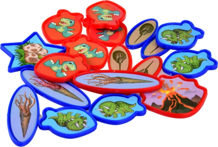 30 colorful dinosaur tokens