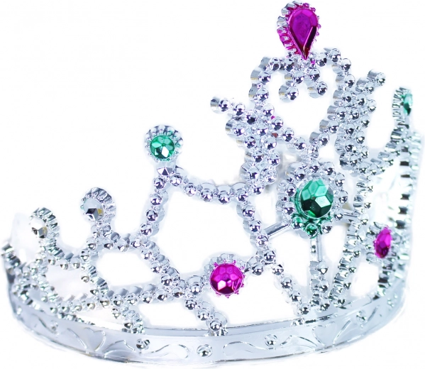 Hõbedane tiaara õrna läikega