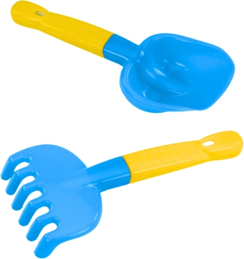 shovel, rake, and molds for creativity