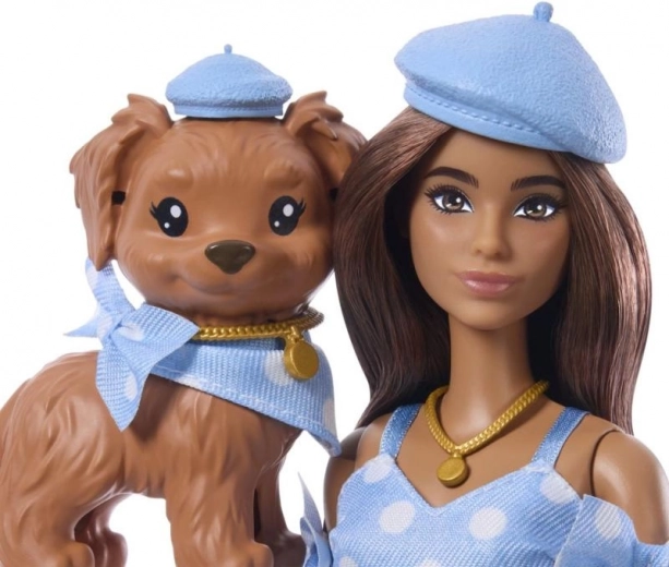 Matching outfits for the doll and puppy