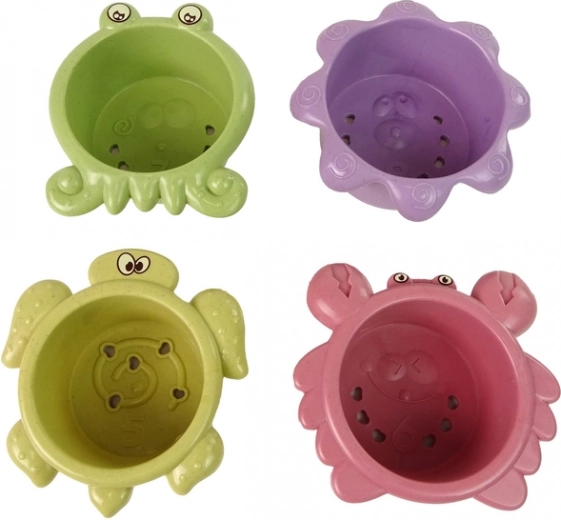 Plastic cups of sea creatures
