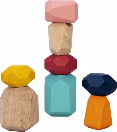 Balancing wooden stones for creativity and motor skills