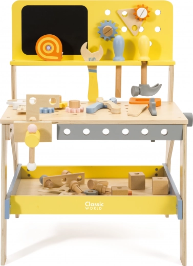 Stable wooden workbench with rich accessories