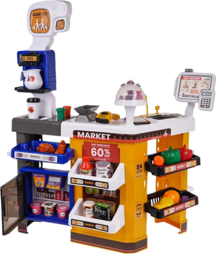 Täielik kassapiirkond külmiku ja kohvinurgaga