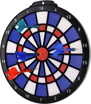 Clear dartboard with colored sectors