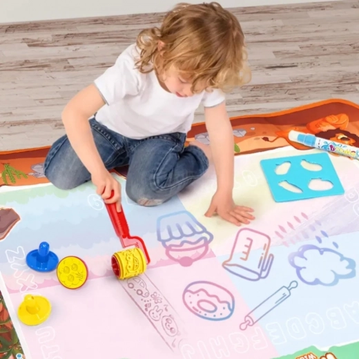 Stamps, stencils, and roller foster creativity